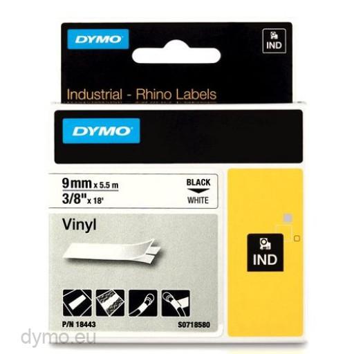 DYMO TUBO TERMORRETRACTIL CINTA ID1-9 - NEGRO SOBRE BLANCO - 9MMX5´5M - VINILO - ROTULADORA RHINO